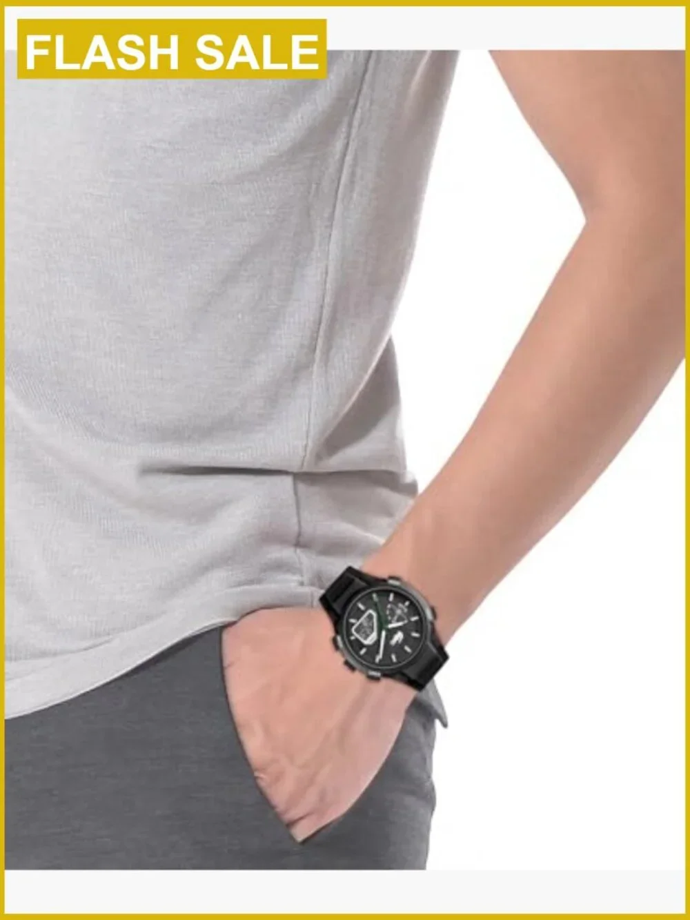 Men's Sporty Quartz Watch, Silicone Strap, TR90 Case, Chronograph, 100m Water